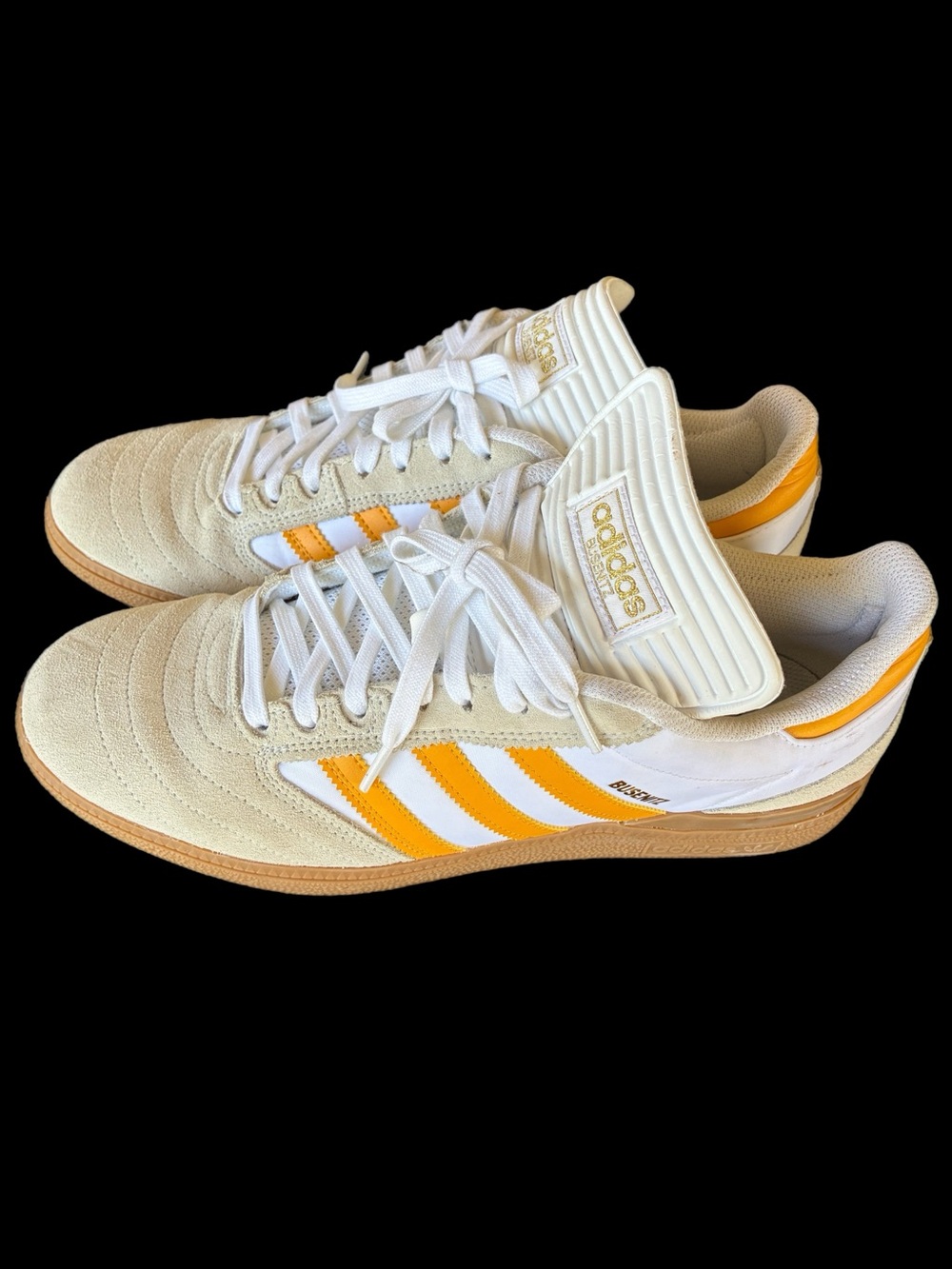 adidas Men’s Busenitz Indoor Skate Sneakers - White & Yellow Size 12